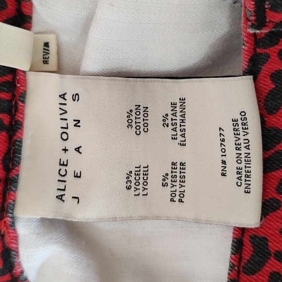 Alice + Olivia Black and Red Leopard Print Jeans Size 26 - Picture 8 of 10